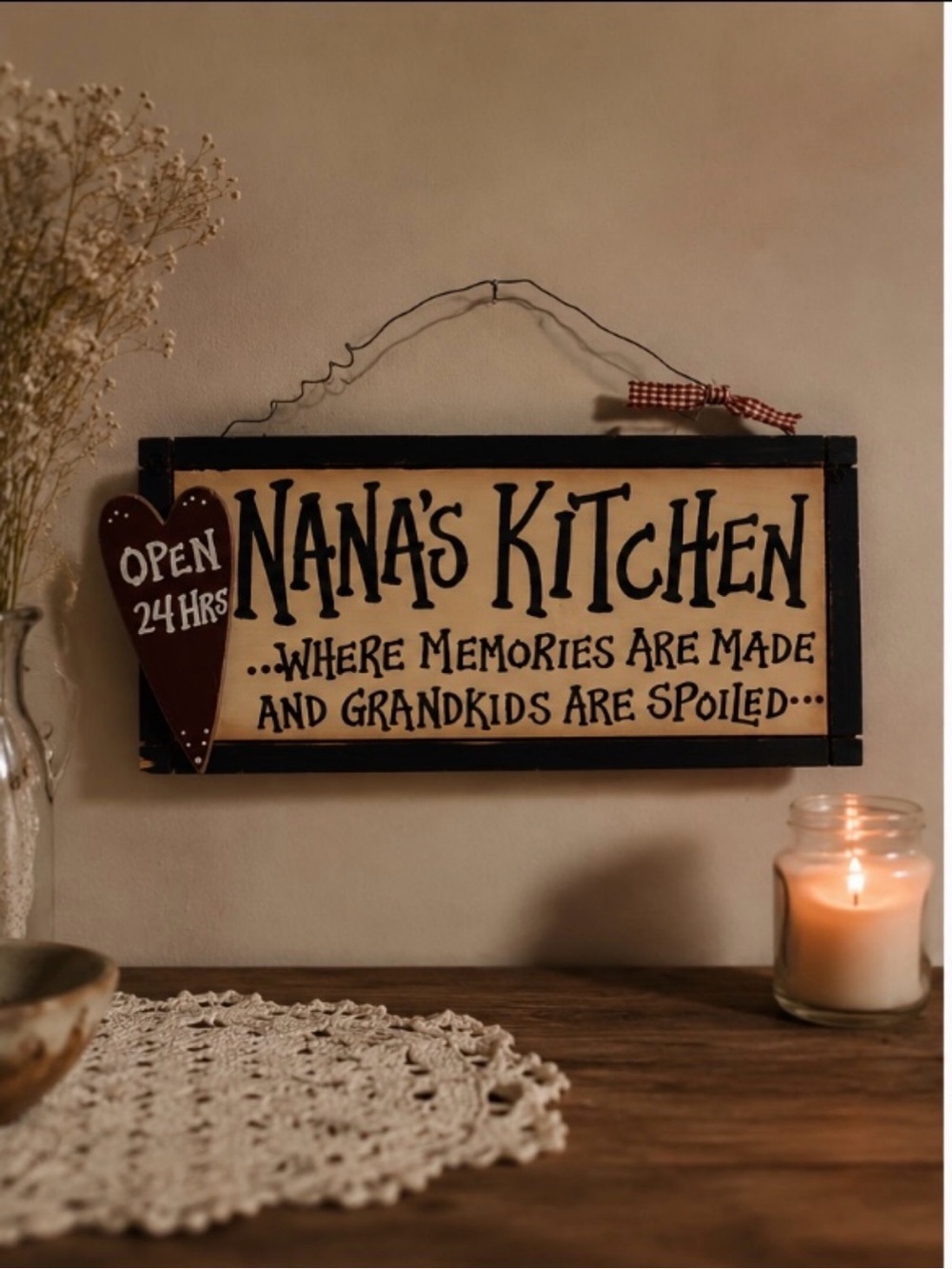 Nana's Kitchen Wooden Wall Sign - Cream and Black